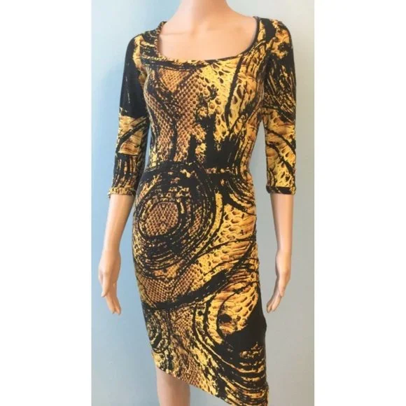 Just Cavalli | Dresses | Just Cavalli Womens Dress Black Yellow Pencil Size  It 4 Us 6 00 Authentic | Poshmark